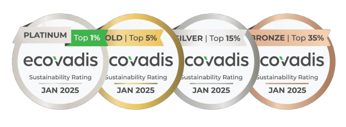 Selos EcoVadis Platinum, Gold, Silver e Bronze — Sustainability Rating JAN 2025